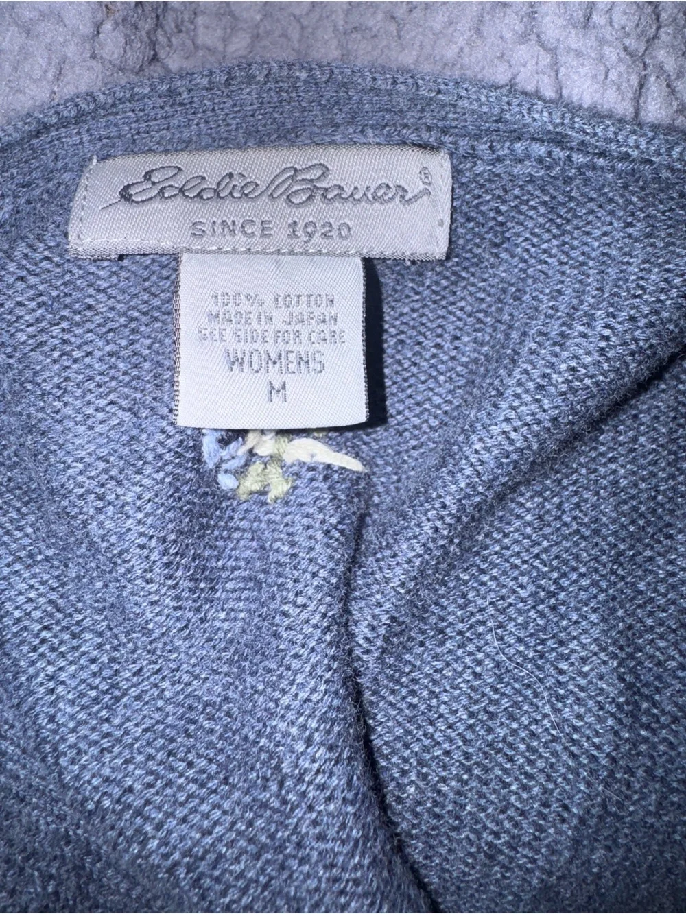VINTAGE EDDIE BAUER Gray Floral Embroidered Button Up Cardigan Women’s SZ Med